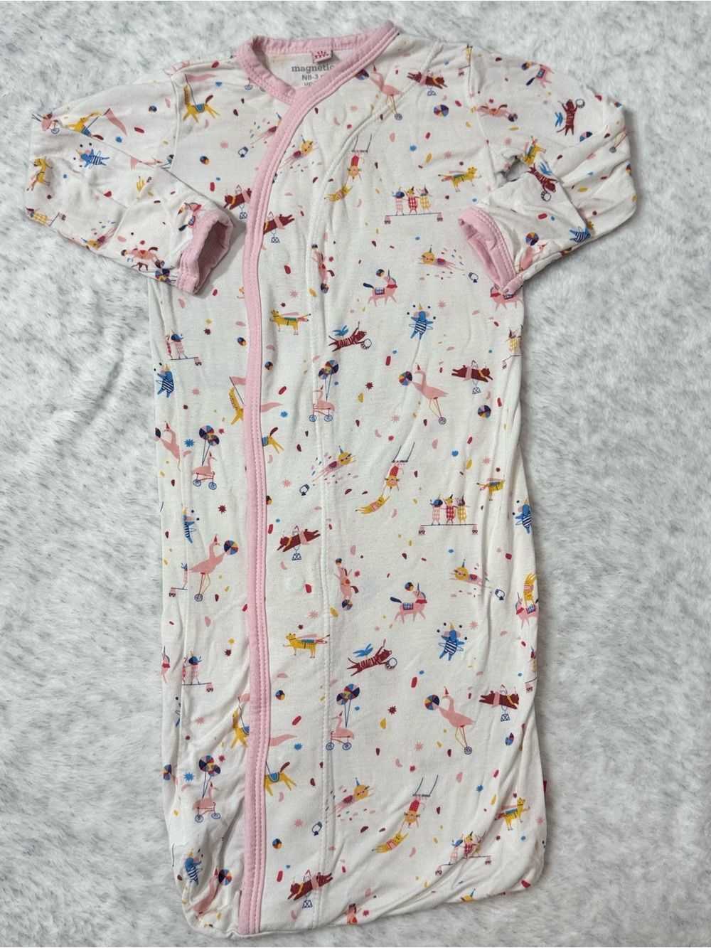 Magnetic Me Circus Animal Gown Newborn 3M Baby Modal Neutral Sleeper Carnival